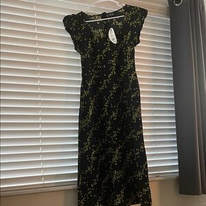 NWT Women’s Black Dress with Green Floral Print - Scoop xs